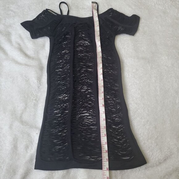 Womens Mini dress see through no label but fits like XS to Small black color - Picture 3 of 8